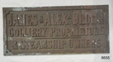 Iron cast nameplate with maker's name  