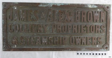 Brass cast nameplate with border and three rowsof test
