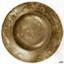 Round metal plate with broad rim and shallow bowl