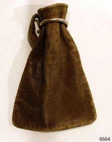 Brown leather purse with metal ring closure