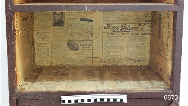 Cavity is lined with newspaper