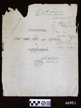 Cover page with hand written Titles plus official stamp and signatures