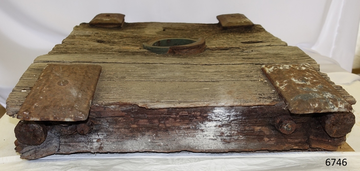 The images shows details of the metal fixtures in the timber.