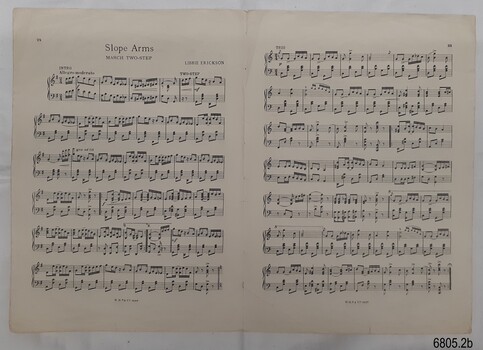 Two page layout of music, part of a book