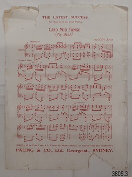 Single page layout of music printed in red, part a set of music