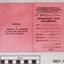 Pink cloth covered card cover with printed titles and handwritten text