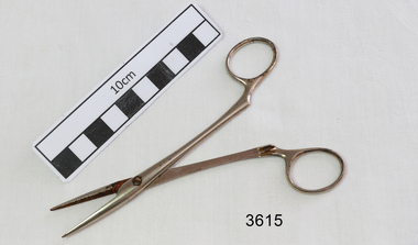 Stainless steel forceps with crocodile teeth grips.