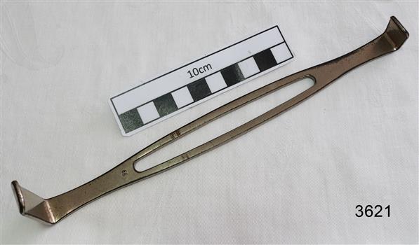 Stainless steel surgical retractorr used to keep a wound open during surgery.