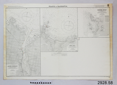 Document - Navigation Chart, Plans in Tasmania - Foster Inlet, River Mersey and Emu Bay
