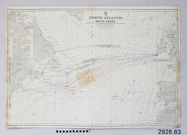 Document - Navigation Chart, North Atlantic : Route Chart showing Lane Routes South of Ireland & English Channel