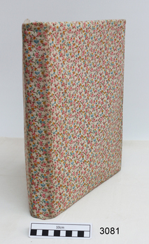 Fabric covered journal, slightly soiled along base edges