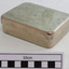 A small stainless steel rectangular container with lid. 