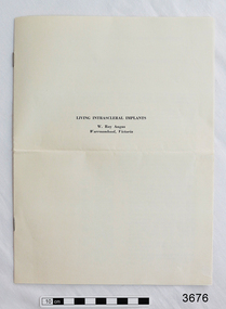 Booklet - Medical essay, Living Intrascleral Implants, 1965