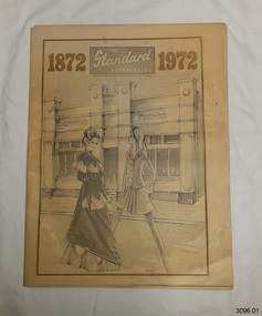 Text and illustration showing fashion at the start and end of the Centenary
