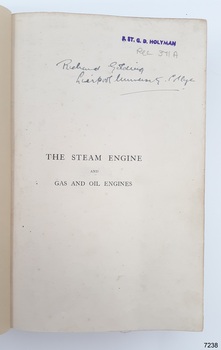 Inscriptions in purple stamp, pencil handwriting, Pen handwriting