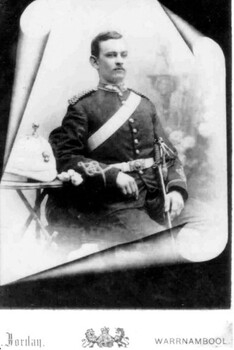 Black and white photograph, COPY, of Harold Caffin in uniform, by Jordan of Warrnambool