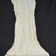 Full length nightgown in cream silk with embroidered design and scalloped edges