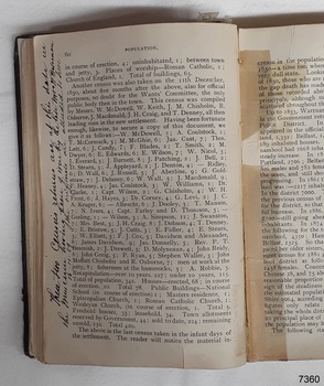 Hand written notations in black pen in margin of page