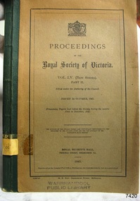 Book, Proceedings of The Royal Society of Victoria Vol 55