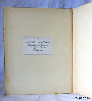 Front endpaper has printed label attached