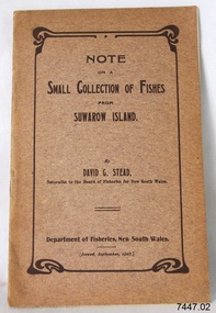 Book, Department of Fisheries Note on a Small Collection of Fishes From Suwarow Island