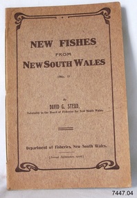 Book, Department of Fisheries New Fishes From New South Wales