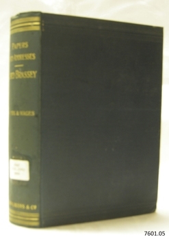Green hard cover with embossed gold lettering on spine, and label on spine