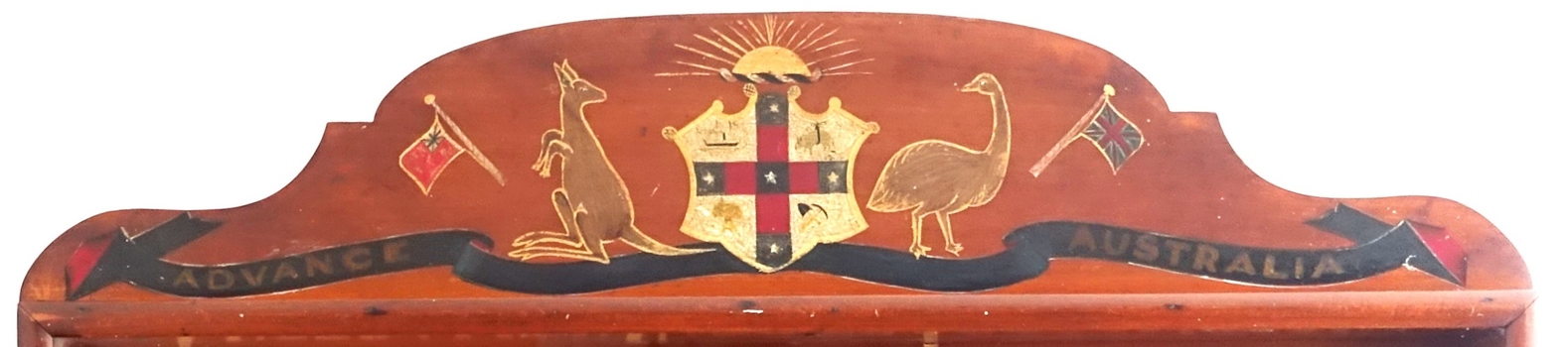 Text and image decorating the top board of the case