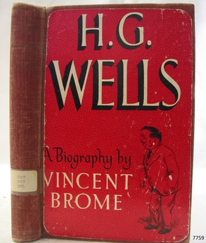 Red paper cover pasted to a hardcover. White and black print and a male figure. Label on spine