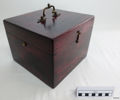 Wooden box, view from one corner to the opposite corner