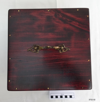 Square compass box lid, brass handle and fixing hardware