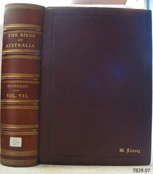 Hard brown cover with gold embossed text