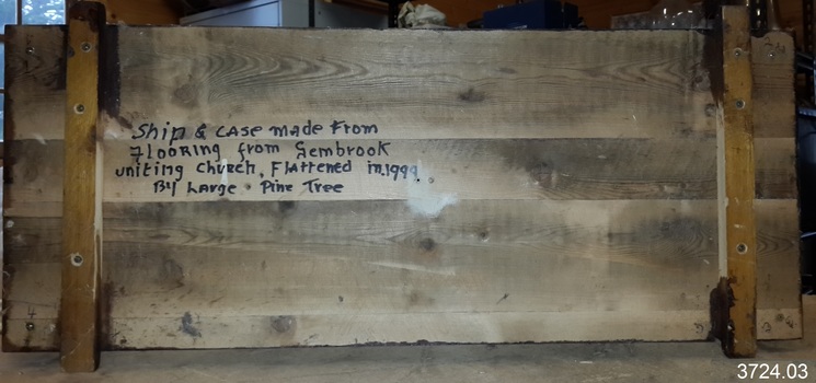Inscription explains origin of timber used for the case