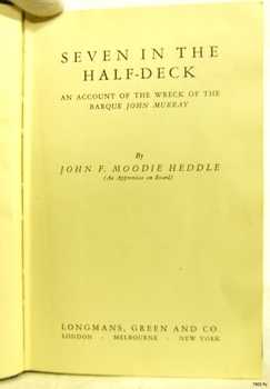 Open book's fly page has text but no inscriptions