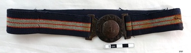 Striped elastic belt with round metal buckle