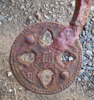 Fancy iron step for alighting into the driver's seat