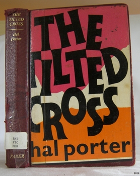 Hardcover brown book with pasted on, coloured front cover and gold embossed text on spine