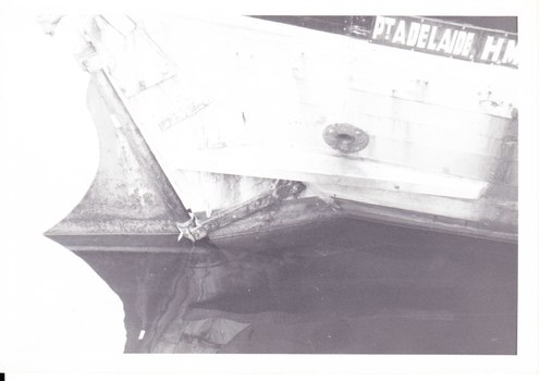 Photograph, black and white, of the rudder of REGINALD M