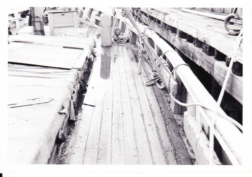Black and white photograph showing the deck boards's condition on REGINALD M
