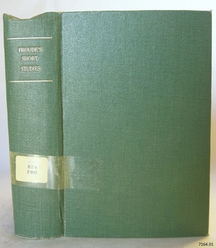 Textured green hard cover with gold embossed title and white label