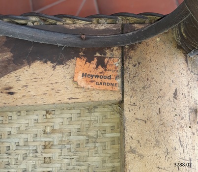 Close-up of one of the chair labels