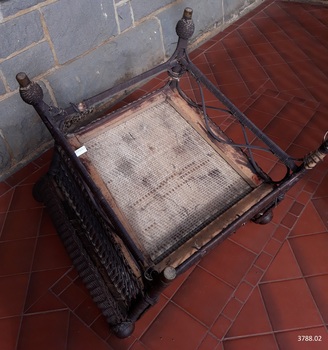 Underneath of chair 3788.2, showing label and tag