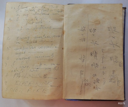 Handwritten inscriptions and calculations