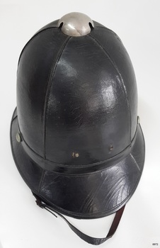 Shiny black-coloured canvas fabric hat with dome top