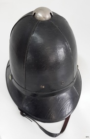 Shiny black-coloured canvas fabric hat with dome top