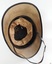 View shows fabric lining of brim, leather sweatband, adjustable sweatband lining and leather chinstrap
