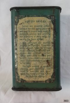 Text on label has information on Use of Spices