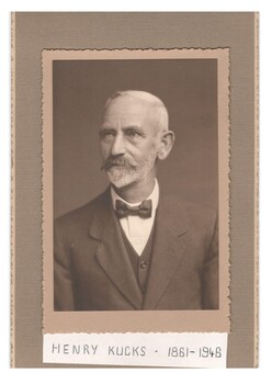 Sepia photograph of Henry Kucks, mounted on card