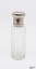 Clear glass bottle with silver metal lid