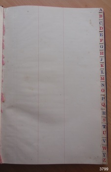 Pages have alphabetical tabs on the right hand side. Some of the less common letters are doubled up.